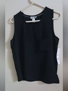 Just Be Womens Black Sleeveless Shell Tank Top Medium A-37